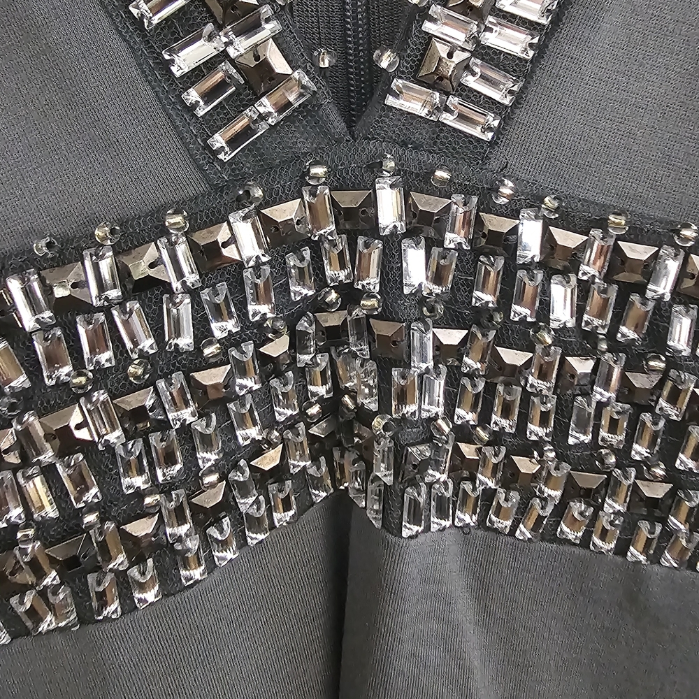 VENUS NWT Dress 8 Gray Long Sleeve Plunge Babydoll - Picture 4 of 10